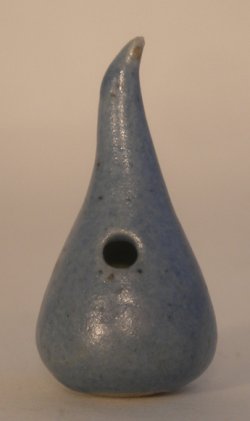 Pottery Ikebana Vase #113 Blue by Elisabeth Causeret