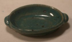 Oval Dish w/Handles #107 Green by Elisabeth Causeret