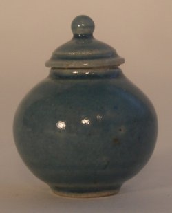 Pottery Covered Jar #107 Blue by Elisabeth Causeret