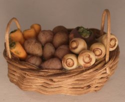 Vegetables in Oval Basket by Country Contrast