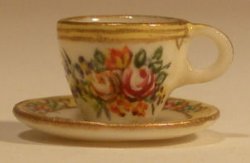 Edwardian Flower Cup and Saucer by Christopher Whitford