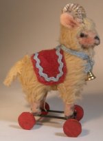 Goat on Wheels w/Red Blanket Toy by Veronique Lux