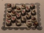 Decorated Chocolates on Square Tray by Linda Cummings