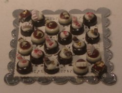 Decorated Chocolates on Square Tray by Linda Cummings