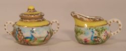 French Peacock Creamer & Sugar by Christopher Whitford