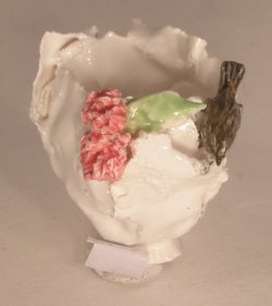 Bird & Pink Flower Vase by Marie-Paule Hostyn