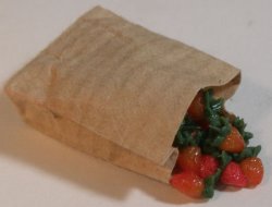Little Brown Bag W/Strawberries by Linda Cummings