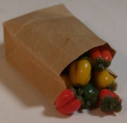 Little Brown Bag W/Mixed Peppers by Linda Cummings