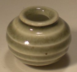 Craquele Celeledon Vase #6T Blue by Elisabeth Causeret