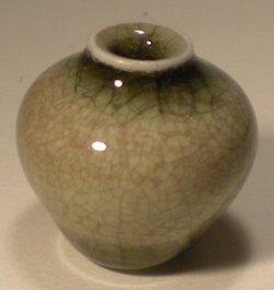 Craquele Celeledon Vase #12T Blue by Elisabeth Causeret