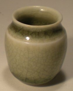 Craquele Celeledon Vase #3T Blue by Elisabeth Causeret