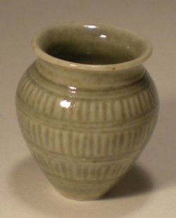 Craquele Celeledon Vase #7T Blue by Elisabeth Causeret