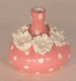 Pink Pokadot Vase by Syreeta's Miniatures