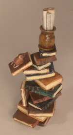 Haunted Stack of Books w/Candle by Patricia Paul