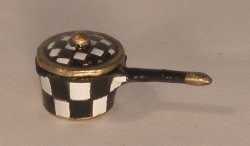 Jester Check Enamel Pot #1 by Christopher Whitford