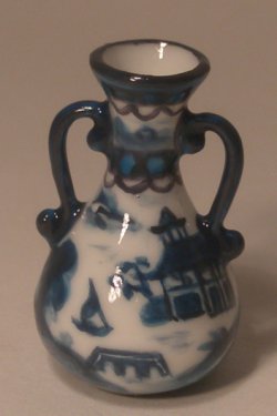 Blue Canton Handled Vase by Christopher Whitford