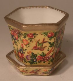 Chintz Bird Flower Pot Large by Christopher Whitford