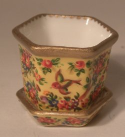 Chintz Bird Flower Pot Med by Christopher Whitford