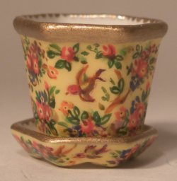Chintz Bird Flower Pot Small by Christopher Whitford