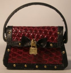 Iguana Red & Black Bow Purse by Jose Gomez