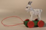 Wood Animal on Wheel Toy White Goat by Matthias Matthes