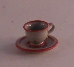 Cup and Saucer Red Stripe by Elisabeth Causeret
