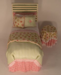 Dot Dot Stripe Bed w/Night Stand by Lorraine Scuderi