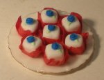 Red White Blue Plate of Petti Fours by Lola