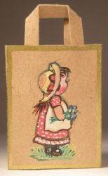 Hand Painted Shopping Bag Girl w/Blue Flower by Matthias Matthes
