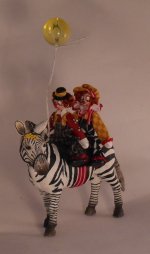 Two Clowns Riding a Zebra by Maureen Thomas