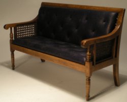 Cained Bergere Sofa Blue Leather by Alan Barnes