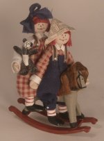 Raggedy & Ann Dolls on Rocking Horse by Maureen Thomas