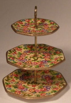 Chintz Bird 3-Tir Tidbit by Christopher Whitford