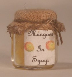 Glass Jar of Mangoes in Syrup by Linda Cummings