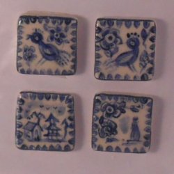 Blue & White Tile Set by Sally Meekins