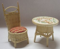 Wicker Bunny Table and Chair by Tiny Ceramics