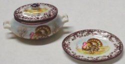 Thanksgiving Turkey Oval Tureen w/Tray by Christopher Whitford
