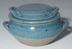 Pottery #64 blue/brown Bouchee Terrine by Elisabeth Causeret