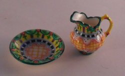 Flower Check Pitcher & Bowl by Christopher Whitford