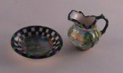 Scenic Check Pitcher & Bowl by Christopher Whitford