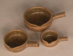 Pottery #80 Brown Set of 3 Pots Elisabeth Causeret