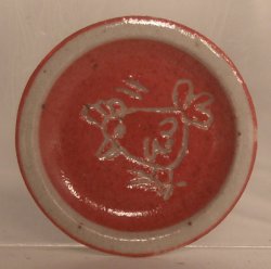 Decorated Pottery Rooster Plate #124 by Elisabet Causeret