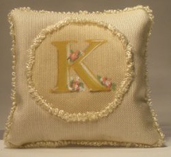 Medelion Monogram "K" Silk Pillow by Maritza Moran