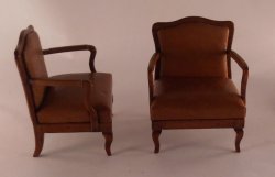 Bergere Chair Uphostered in Brown Leather by Alan Barnes