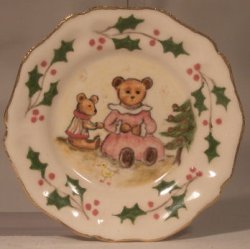 Christmas Teddy Bear Plate #5 by Dominique Levy