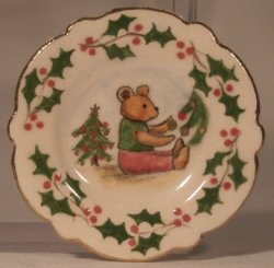 Christmas Teddy Bear Plate #15 by Dominique Levy