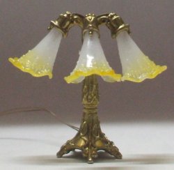 Triple Slipper Lamp w/Yellow Shades by Jim Pounder