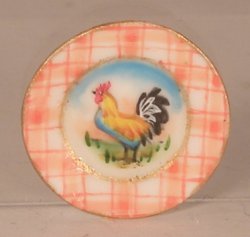Provencal Coq Gingham Plate Pink by Christopher Whitford