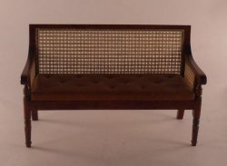 Cained Sofa w/Brown Leather Seat by Alan Barnes