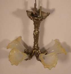 chandelier w/ Yellow Tipped Shade by Jim Pounder